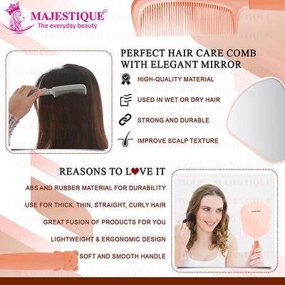 Majestique Elegant Mirror and Comb, Heat Resistant Detangling Comb, Hand Mirror - 2Pcs/Multicolor 1's - Hair Combs