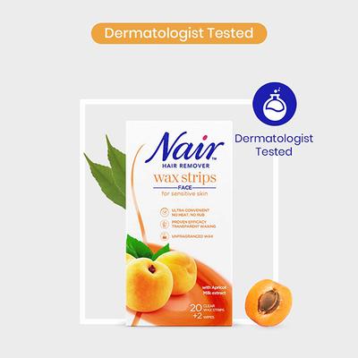 Nair Face Wax Strips for Sensitive Skin - Apricot 20's - Hair Removal Accessories