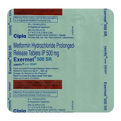 EXERMET SR 500 Tablet 15's - Diabetes-Ant