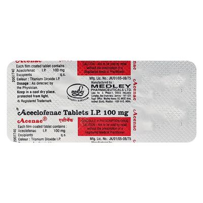Acenac 100mg Tablet 10'S - Pain relief-Nsa