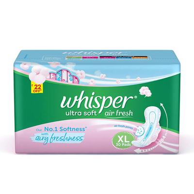 Whisper Ultra Softs Air Fresh Sanitary Pads for Women Personal Care XL 30 Napkins 2's - Others