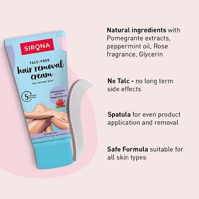 Sirona Talc Free Normal Skin Hair Removal Cream 50 gm - Intimate Care