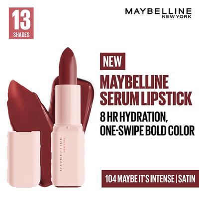 Maybelline New York Serum Lipstick (Satin) 8Hr Hydration + bold color - 104 Maybe It's Intense 4.3 g - Lipsticks