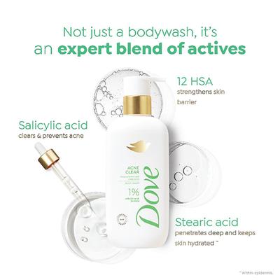 Dove 1% Salicylic Acid Formula Acne Clear Serum Body Wash, 300 ml - Shower Gels & Body Wash