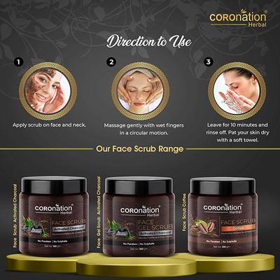 COROnation Herbal Activated Charcoal Face Scrub 100 gm - Scrubs & Exfoliants