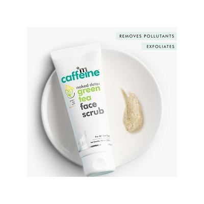 mCaffeine Naked Detox Green Tea with Vitamin C Face Scrub for All Skin Types 100gm - Face Scrubs