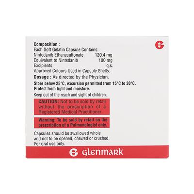 NINDANIB 100 Soft Gelatin Capsule 10's - Idiopathic Pulmonary Fibrosis