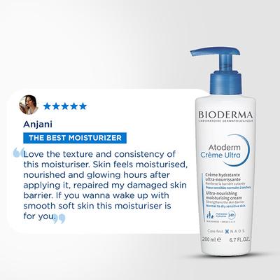 Bioderma Atoderm Creme Ultra-Nourishing Moisturiser with Hyaluronic Acid & Ceramides - Pump Bottle 200 ml - Face Moisturizers