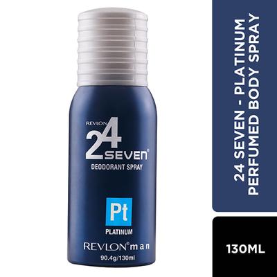 Revlon 24 Seven Perfumed Body Spray For Men - Platinum 130 Ml - Men Deodorants/Roll-Ons