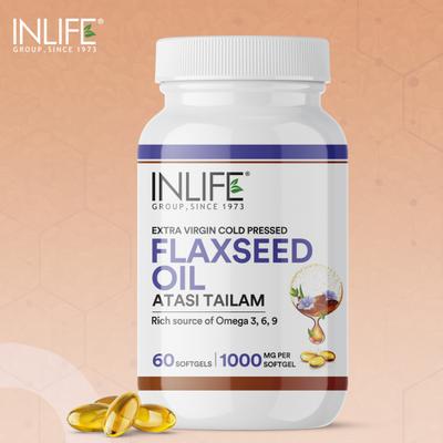 INLIFE Flaxseed Oil 1000 mg Softgel Capsule 60's - Omega Fish Oil Fatty Acids