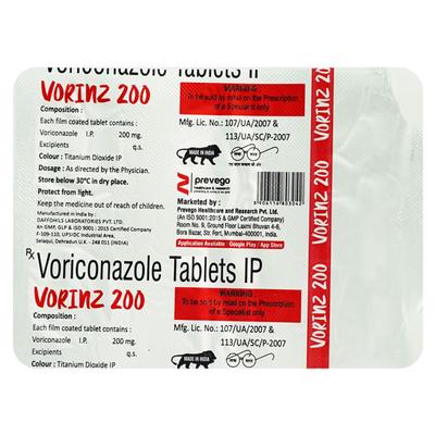 VORINZ 200 Tablet 4's - Fungal Infections-Anf