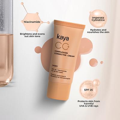 Kaya Clinic Cc+ Complexion Corrector Cream With Niacinamide + Spf25 - Light, Matte 30 gm - Bb & Cc Creams