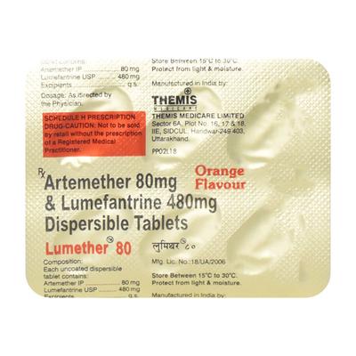 LUMETHER 80 ORANGE FLAVOUR Dispersible Tablet 6's - Malarial