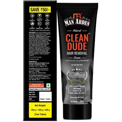 Man Arden Clean Dude Hair Removal Cream - Shea Butter (Pack of 2 x 100 gm) 1's - Shaving & Hair Removal
