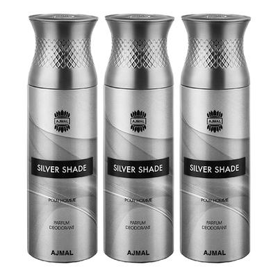 Ajmal Silver Shade Deodorant Spray - For Men (Pack Of 3) 200 ml - Men Perfumes (Edt/Edp)
