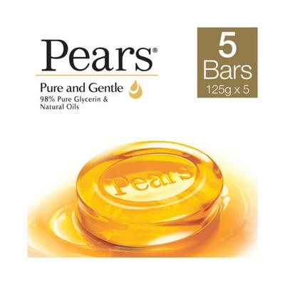 Pears Pure & Gentle With 98% Pure Glycerin & Natural Oils Bathing Bar (Pack of 4 x 125 g + 1 x 125 g Free - Soaps