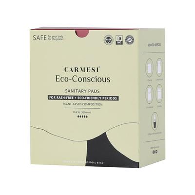 Carmesi Eco-Conscious Sanitary Pads (XXl) Rash-Free Eco-Friendly Periods - with Disposal Bags 10's - Maternity Pads