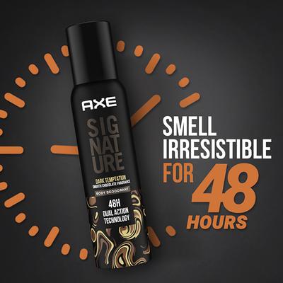 Axe Signature Dark Temptation Smooth Chocolate Fragrance 72H Dual Action Technology Body Deodorant 154ml - Men Deodorants/Roll-Ons