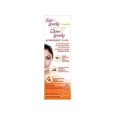 Glow & Lovely Natural Face Cream Ayurvedic Care+ 25 gm - Lotions & Creams