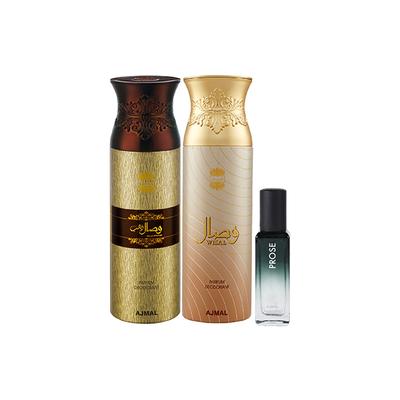 Ajmal Wisal Dhahab & Wisal Deo & Prose EDP Pack of 3 20 ml - Women Perfumes (Edt/Edp)