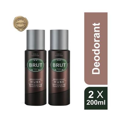 Brut Musk Deodorant Musky Efficaite Longue Duree each 200ml 2's - Men Deodorants/Roll-Ons