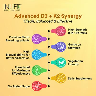 INLIFE Vitamin D3 K2 Veg Tablets 60's - Multi-Vitamins