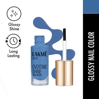 Lakme 9 To 5 Primer + Gloss Nail Color Indigo Ink 6 Ml - Nail Polish