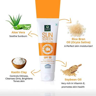 Organic Harvest All Skin SPF 50 Sunscreen Kakadu Plum, Acai Berry & Chia Seeds 100gm - Body Sunscreen