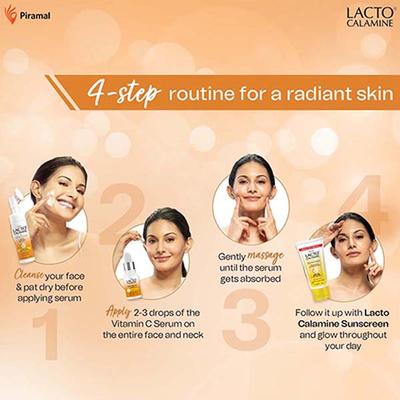 Lacto Calamine Vitamin C Serum with Pollushield, Vitamin E, B3 and B5, Skin Brightening Serum 30 ml - Face Serum