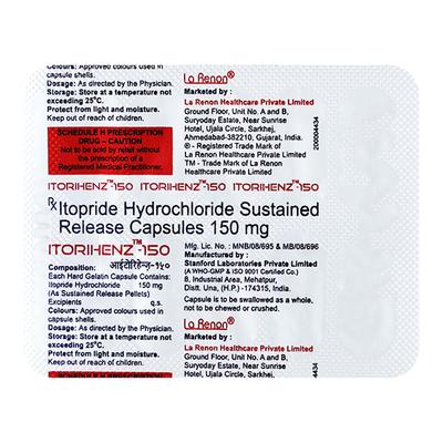 ITORIHENZ 150 Capsule 10's - Ulcer/Reflux/Flatulence-GIT