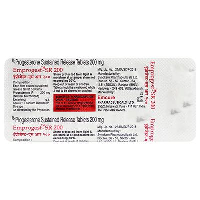 EMPROGEST SR 200mg Tablet 10's - Hormonal Therapy-Oes