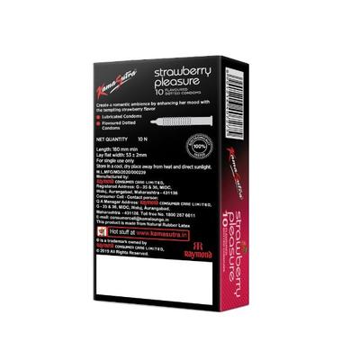 Kamasutra Flavoured Dotted Condoms - Strawberry Pleasure 10's - Plain/Flavoured Condoms
