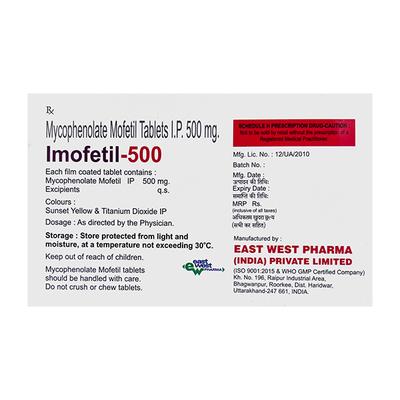 Imofetil 500mg Tablet 10'S - Auto Immune Disease-Imm