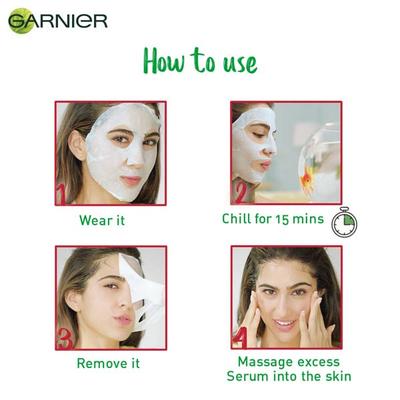 Garnier Skin Naturals, Ageless White, Face Serum Sheet Mask (Red) 28 gm - Sheet Masks