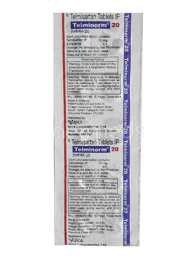 Telminorm 20mg Tablet 10'S - Hypertension-Ang