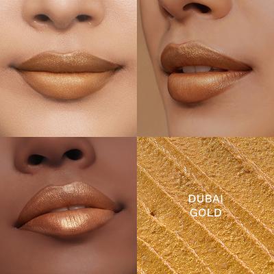 Pilgrim Glitter Lipstick Dubai Gold-03 Luxurious 3-D Glitter Formula With Matte Finish Tranparent 4.2 g - Lipsticks