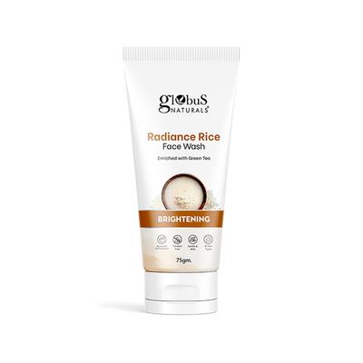 Globus Naturals Radiance Rice Face Wash, Enriched with Green Tea, for Skin Brightening, Suitable for All Skin Types, 75gm 75 gm - Face Wash & Cleansers