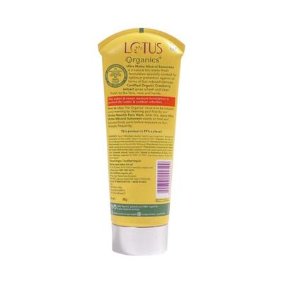 Lotus Organics Ultra Matte Mineral Sunscreen Spf 40 50 gm - Face Sunscreen