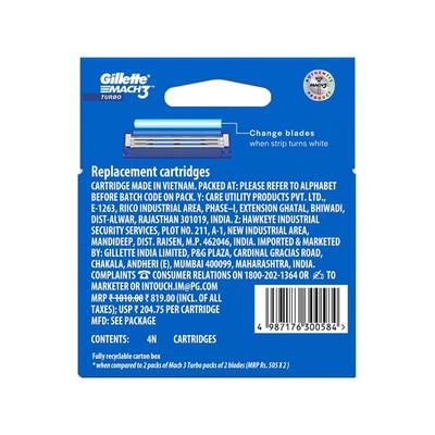 Gillette Mach3 Turbo Cartridge 4's - Razors & Cartridges