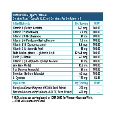 HK Vitals Hair Multivitamin with Dht Blockers, Omega and Biotin, Supports Keratin Synthesis and Helps Reduce Hair Fall, 60 Multivitamin Capsules 1's - Hair & Skin