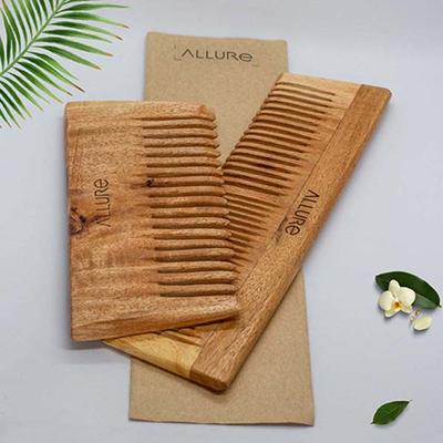 Allure Wooden Neem Comb (CS-02+CR-01) 1's - Hair Combs