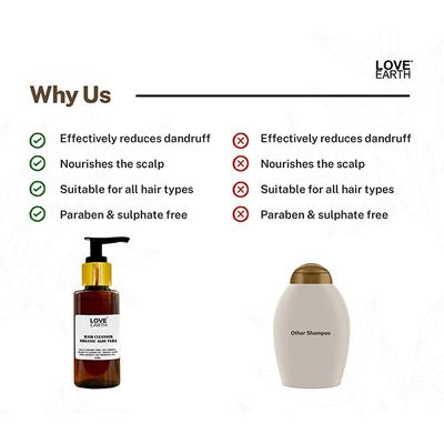 Love Earth Hair Cleanser Organic Aloe Vera with blend of Almond oil 100 ml - Curly Hair