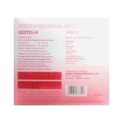 Ozotel H 40/12.5mg Tablet 15'S - Hypertension-Ang