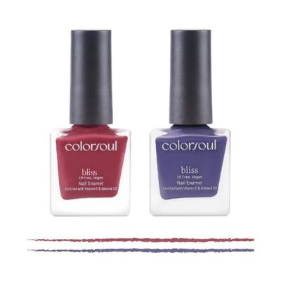 Colorsoul Bliss Vegan Nail Enamel, Dreamy Pink, Tickled Purple, B03, B08 (Pack of 2 x 8 ml) 1's - Nail Polish