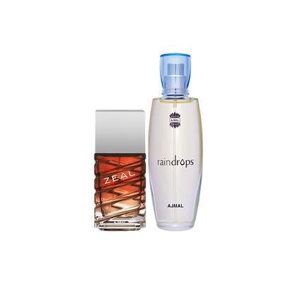 Ajmal Zeal EDP Aquatic Woody Perfume And Raindrops EDP Floral Chypre Perfume 150 ml - Perfumes (Edt/Edp)