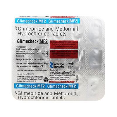 GLIMECHECK MF 2/500 Tablet 15's - Diabetes-Ant
