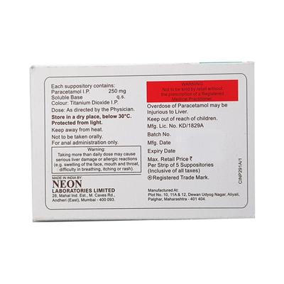 Neomol 250mg Suppository 5'S - Fever-Ana