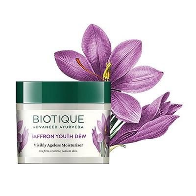 Biotique Bio Saffron Youth Dew Visibly Ageless Moisturizer for All Skin Types 50 gm - Dark Circle & Wrinkle Busters
