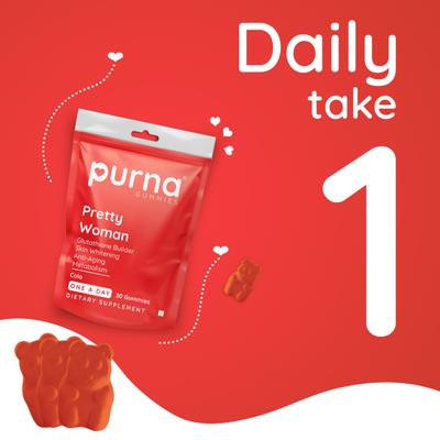 Purna Gummies Glutathione Cola Flavor Gummies for Skin Whitening and Immune Booster 30's - Hair & Skin