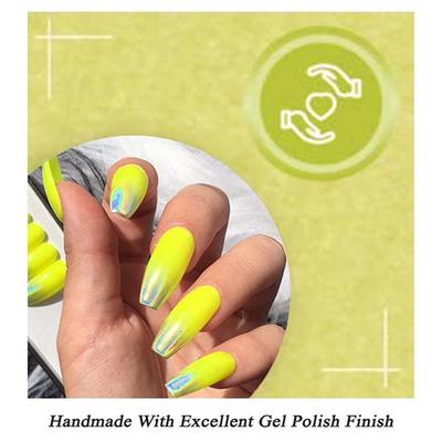 Nails On Board Handmade Press On Gel Nails- Holographic Lemon Yellow Small 50 gm - Nail Care
